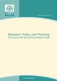 Research, Policy and Planning - Social Services Research Group