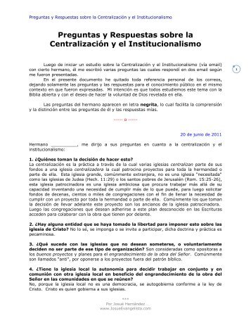 Preguntas y Respuestas sobre la CentralizaciÃ³n y el Institucionalismo