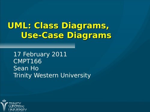 UML: Class Diagrams and Use-Case Diagrams