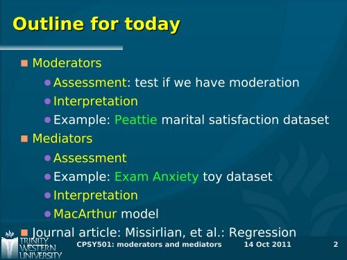 Moderators and Mediators