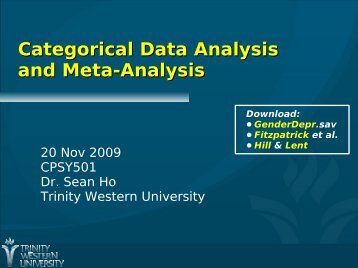 Categorical Data Analysis and Meta-Analysis