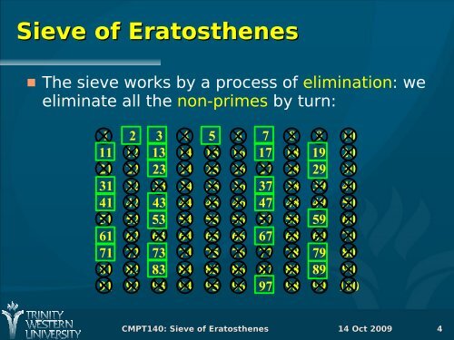 Applications: Sieve of Eratosthenes, Recursion - seanho