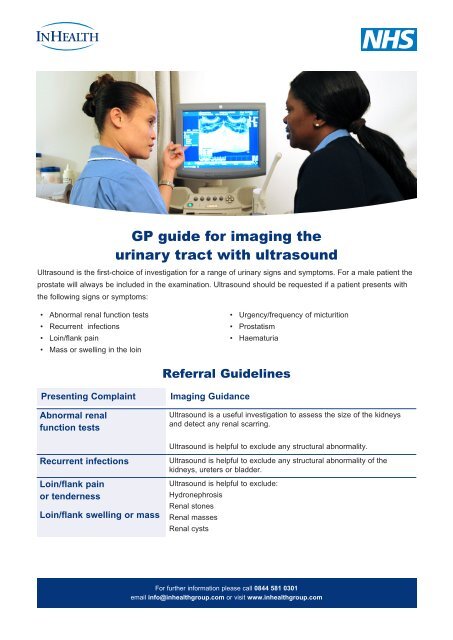 GP guide for imaging the urinary tract with ultrasound - InHealth Group