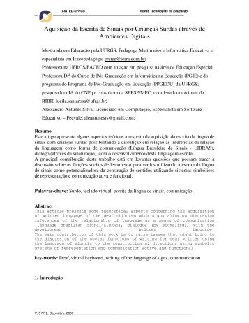 AquisiÃ§Ã£o da Escrita de Sinais por CrianÃ§as Surdas ... - SignWriting