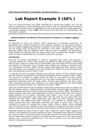 Lab Report Example 3 (68%) - Statistics Hell