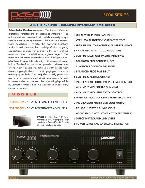 Paso Catalogue - Paso Sound Products