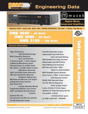 DMS Integrated Amplifiers - Paso Sound Products