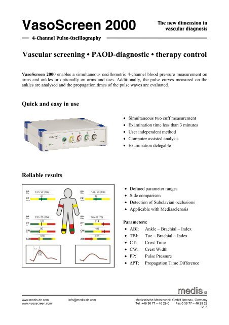 VasoScreen 2000 - MEDIS Medizinische MeÃƒÂŸtechnik GmbH