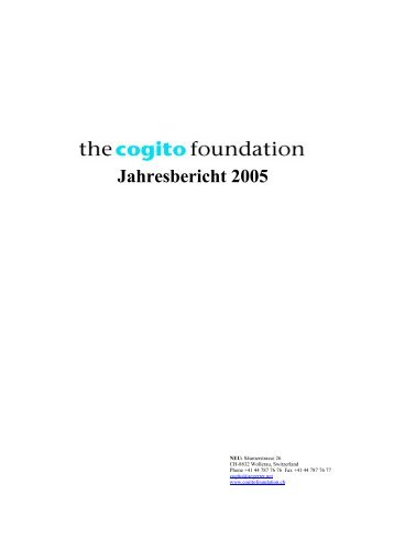Jahresbericht "the cogito foundation" 2005