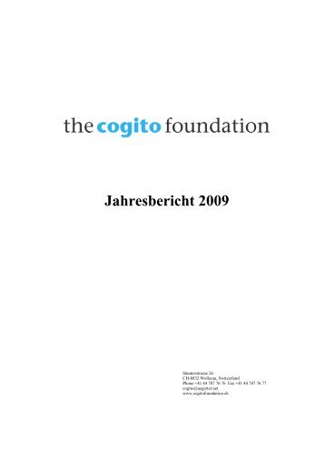 Jahresbericht "the cogito foundation" 2009