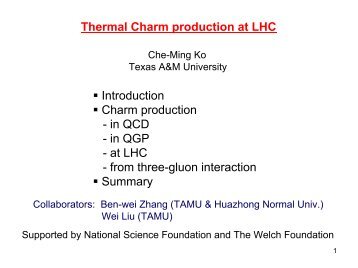 Thermal Charm production at LHC Introduction Charm ... - RNC