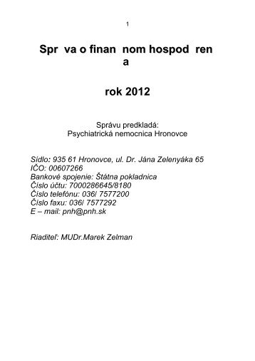 Rozbor 2012.pdf - PsychiatrickÃ¡ nemocnica Hronovce