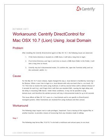 Workaround: Centrify DirectControl for Mac OSX 10.7 (Lion) Using ...