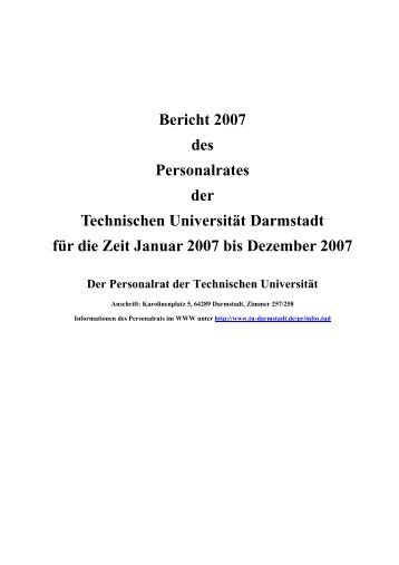 TÃ¤tigkeitsbericht 2007 - Personalrat - Technische UniversitÃ¤t ...