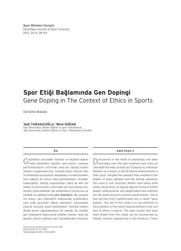 Spor Etiği Bağlamında Gen Dopingi - Spor Bilimleri Dergisi