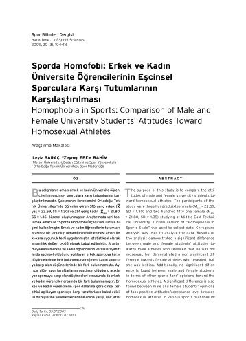 Sporda Homofobi: Erkek ve Kadın Üniversite ... - Arastirmax