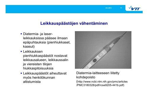 Puhdas ilma leikkausosastoilla - High-tech sairaalafoorumi - VTT