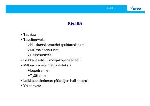 Puhdas ilma leikkausosastoilla - High-tech sairaalafoorumi - VTT