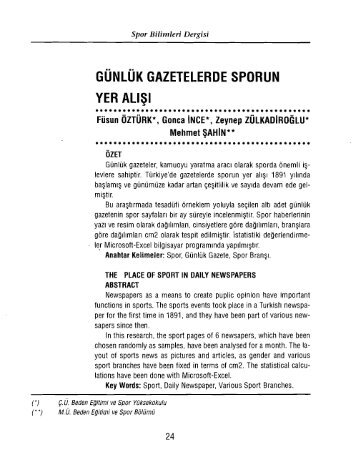 günlük gazetelerde sporun yer - Spor Bilimleri Dergisi