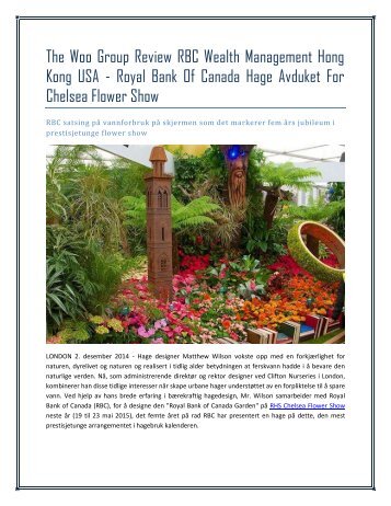 The Woo Group Review RBC Wealth Management Hong Kong USA - Royal Bank Of Canada Hage Avduket For Chelsea Flower Show