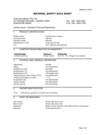 MATERIAL SAFETY DATA SHEET