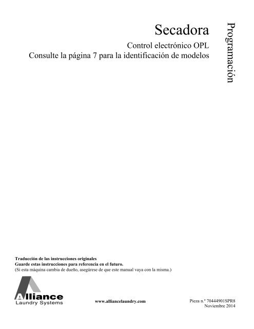 Programming for Tumbler OPL (Electronic) Control - UniMac