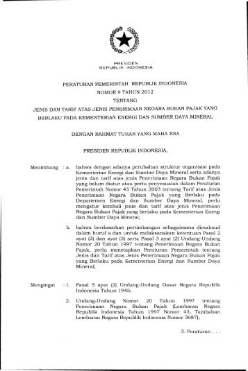 Peraturan Pemerintah No.09 Tahun 2012 - ESDM