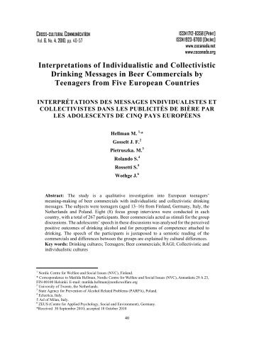 Interpretations of Individualistic and Collectivistic ... - CSCanada
