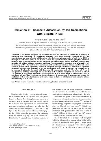 Reduction of Phosphate Adsorption by Ion Competition with Silicate ...