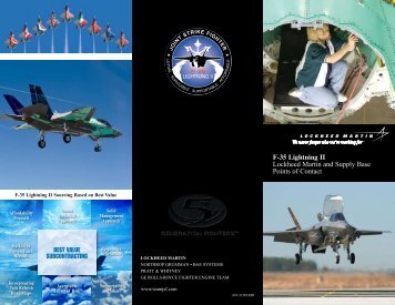 F-35 Lightening II - Lockheed Martin & Supply Base Points of Contact