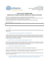 LOCAL ACTIVITY CONSENT FORM Appointment of ... - What is CISV?