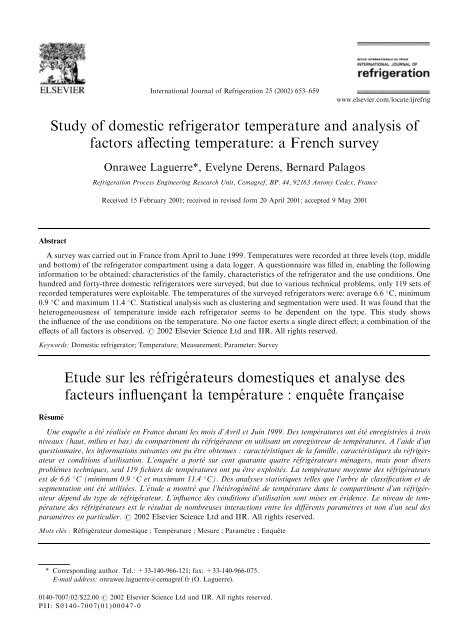 Study of domestic refrigerator temperature and analysis of ... - SMAS