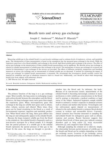 Breath tests and airway gas exchange - Michael P. Hlastala