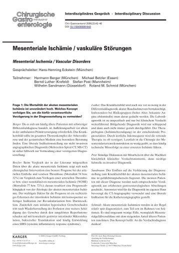 Mesenteriale IschÃ¤mie Eckstein 2006.pdf - Klinik fÃ¼r GefÃ¤Ãchirurgie