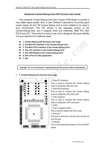 Notebook Combo-Debug-Card (VIP Version) User Guide This ...