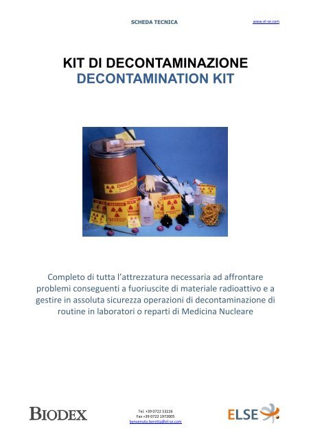 DECONTAMINATION KIT - SCHEDA TECNICA