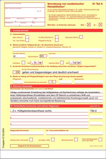 Muster 61 - (Beispiel HÃ¼ftendoprothes) - Elithera