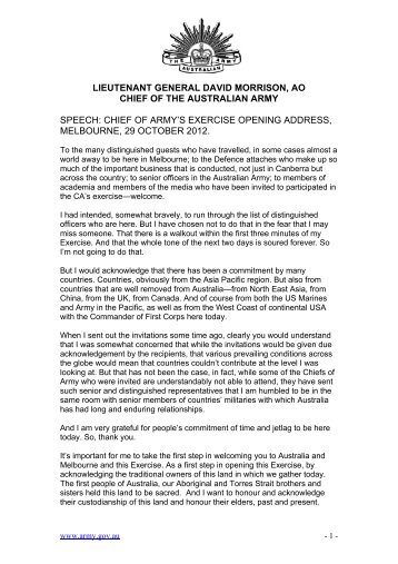 Download the speech. - Australian Army