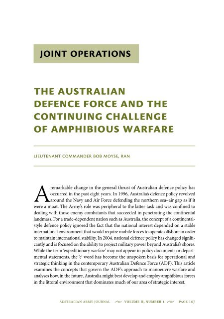 The Australian Defence Force and the Continuing ... - Australian Army