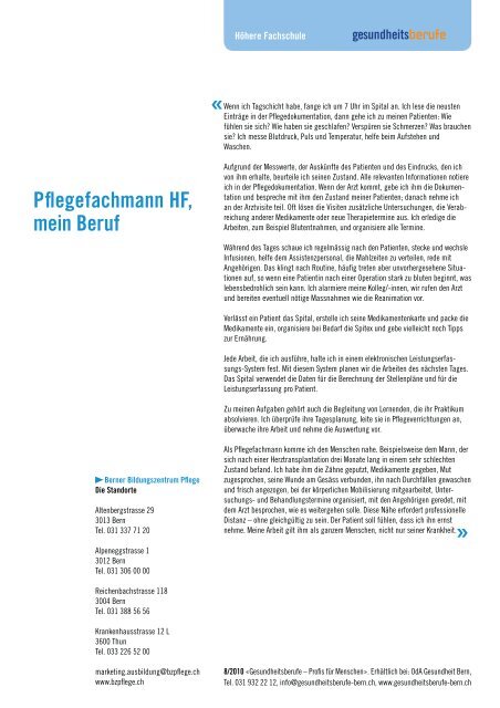 Dipl. Pflegefachfrau/ Pflegefachmann HF - Gesundheitsberufe Bern