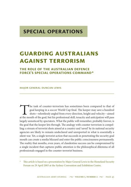 Guarding Australians Against Terrorism: The Role ... - Australian Army