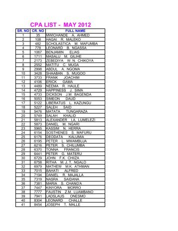 CPA LIST - MAY 2012