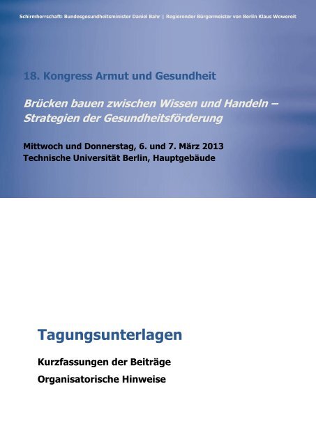 Vorlage Tagungshefte Abstracts - Kongress Armut und Gesundheit