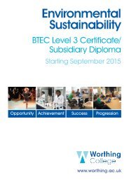 Environmental Sustainability BTEC Level 3 ... - Worthing College