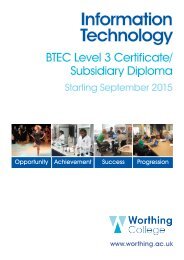Information Technology Level 3 BTEC Certificate ... - Worthing College