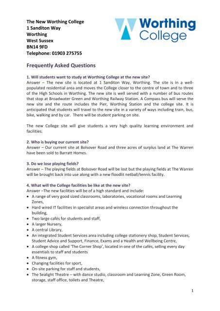 Questions and Answers - Worthing College
