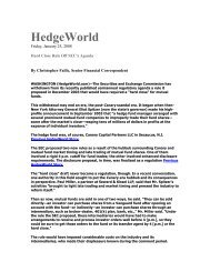 Paul Miller, partner, was quoted in a HedgeWorld article on the ...