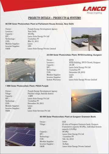 Projects Details – Rooftop Solar Panels