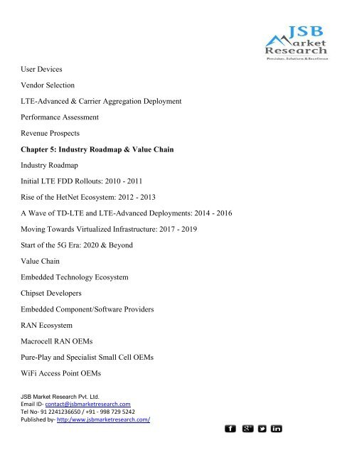 JSB Market Research: The TD-LTE Ecosystem: 2015 - 2020 - Infrastructure, Devices, Subscriptions & Operator Revenue