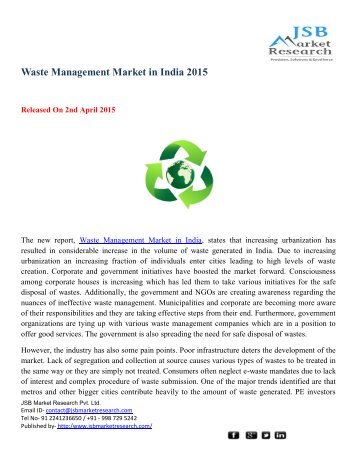 JSB Market Research: Waste Management Market in India 2015